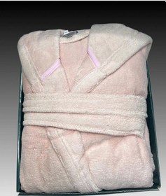 Resim %100 Pamuk Bornoz Açık Pembe 