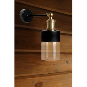 Resim Mediterian Hareketli cam başlık, siyah metal gövde, vintage tarz, şık tasarım, E27 duy, modern görünüm 