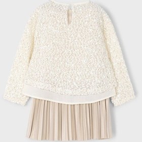 Resim Mayoral Kız Çocuk Payetli Pileli Elbise 4925 Bej 