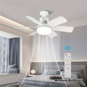 Resim 1 adet 20 İnç Modern Beyaz Tavan Fanı Uzaktan Kumandalı - Ayarlanabilir, Kolay Kurulum, E26/E27 Taban, Yatak Odası, Mutfak, Çalışma Odası, Balkon için İdeal 