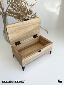 Resim Doğal Ahşap Takı Kutusu Ahşap Saklama Kutusu Ceviz Boy:20cm En:11cm Yük:9,5cm 