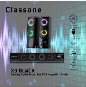 Resim Classone X3 Gamıng Soundbar , Rgb Hoparlör Siyah 