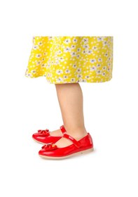 Resim Kiko Kids Cırtlı Fiyonklu Kız Çocuk Babet Ayakkabı Ege 201 Rugan Kırmızı 001 