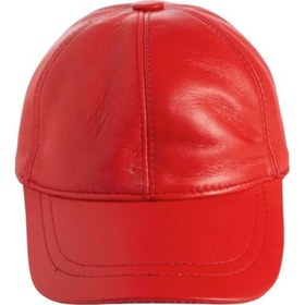 Resim Unisex %100 Deri Arkadan Ayarlanabilir Baseball Kep Şapka Kırmızı 