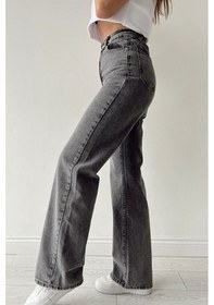 Resim Lavajeans Jordan Füme Likralı Bol Paça Jean - Salaş Wide Leg Kot Pantolon Füme 