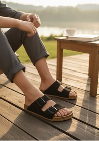 Resim 2236-look Life Unisex Çift Tokalı Ultra Hafif Havuz,plaj Ve Günlük Kullanıma Uygun Terlik Siyah 