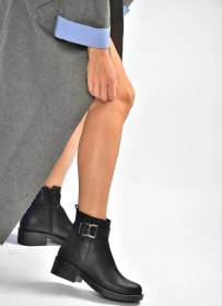 Resim V674121109 Siyah Alçak Topuklu Kadın Bot Siyah-Suni Deri 