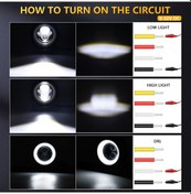 Resim Padalink Motosiklet Led Farları 60w 3 Mod Yakın/uzak Işık, Drl Ip68 Su Geçirmez Alüminyum Lensli 2 Adet Seti 
