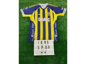 Resim Fen.erbahçe. Arkası Boş Sarı Lacivert Renk Iç Saha Çubuklu 2025/2026 Yeni Sezon Kısa Kol Forma 