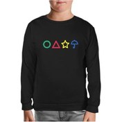 Resim Squid Game -Candy Colours Siyah Çocuk Sweatshirt Siyah 