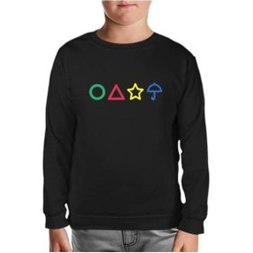 Resim Squid Game -Candy Colours Siyah Çocuk Sweatshirt Siyah 