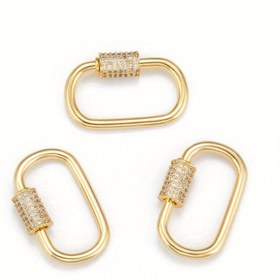 Resim 3 Adet Pirinç Mikro Pave Kübik Karabina Kilit Süsleri - Oval Şeffaf Altın Takı Yapım Malzemeleri, 26.5x17~17.5mm, Kolye ve Bilezikler için Güvenli Toka, Takı Yapımı Aksesuarları, Kolye Kapakları, Zarif Oval Süsler, Dayanıklı Tokalar 