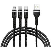 Resim Teltree 3'lü Usb Şarj Kablosu Lightning/type-c/micro Usb Uyumlu 1.2m Siyah Yüksek Hızlı Veri Transferi 