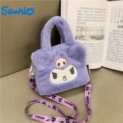 Resim Sanrio'dan Sevimli Peluş El Çantası, for Hello Kitty, for Kuromi, for My Melody ve for cinnamoroll Cüzdanları ile, Karikatür Anime Tüylü El Çantası. 