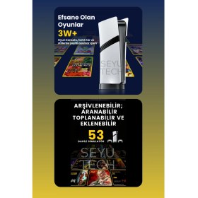 Resim Seyutech Gs5 Pro Kablosuz Çift Kol Oyun Konsolu Uyumlu 4k-Hdmı 53 Emulatör 30000 Oyunlu 2.4g Gaming Atari 