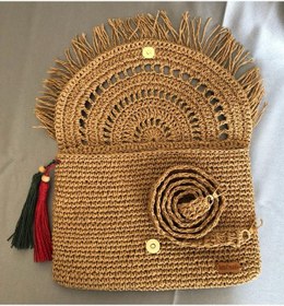 Resim Kağıt İp Clutch Çanta Bej - Açık Kahverengi 