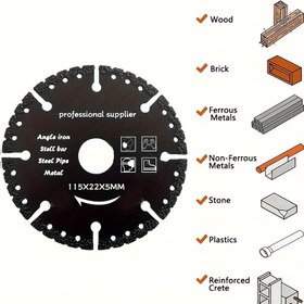 Resim 1 adet Metal Kesme Elmas Plakası, 115*22*5/125*22*5 Profesyonel Elmas Testere Bıçağı Çelik Mermer Alüminyum Beton Kesme Diski için, Çelik, Demir Çubukları, Metal Levhalar, Alüminyum, Gibi Çok Fonksiyonlu Kesme Diski 