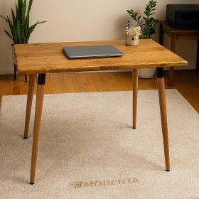Resim Doğal Ağaç Masif Kütük Masa Ahşap Çalışma Masası Ofis Masası 60CM x 90CM ( Ağaç Ayak ) 