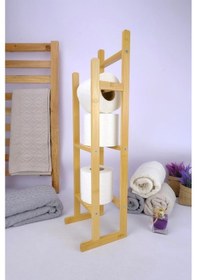 Resim Digithome Bambu Tuvalet Kağıdı Standı Yedek Tuvalet Kağıtlığı Kahverengi - C/6 C1-1-289 