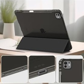 Resim M.TK moveteck İpad Pro 11inç M4 2024 ile Uyumlu Kılıf Akıllı Smart Uyku Modlu Pen Kalem Bölmeli Katlanabilir Standlı, Siyah, Tek Ebat, KalemBölmeliSmart-11pro2024-siyah 