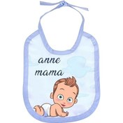 Resim Çocuğunuza Özel Tasarlanabilen Keten Mama Önlüğü Açık Mavi 