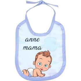 Resim Çocuğunuza Özel Tasarlanabilen Keten Mama Önlüğü Açık Mavi 