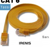 Resim Irenis CAT6 Kablo Yassı Ethernet Network Lan Ağ İnternet Kablosu 50 CM Sarı 