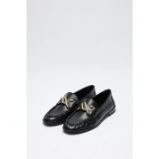 Resim Loafer 2511 - Sarmal Toka Detaylı Siyah Kadın Loafer 