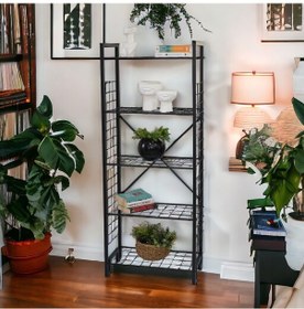 Resim Metal Kitaplık Mutfak Rafı Malzeme Dolabı 5 Raflı Düzenleyici 