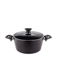 Resim 24 Cm Granit Derin Tencere Cam Kapak - Siyah Siyah 