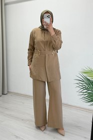 Resim T Moda Store My Magazin Liyosel Kumaş Toka Detaylı Tesettür İkili Takım 