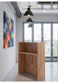 Resim Resital Ledli Karşılama Bankosu G-90 Cm Ofis Kasa Resepsiyon Masası Banko-002-8-6 