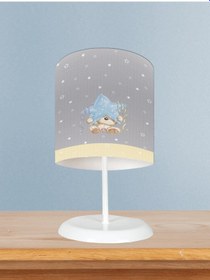 Resim Mekta Home Bebek Ve Çocuk Odası Yıldız Ve Ayıcık Desenli Sarı Çizgili Abajur 