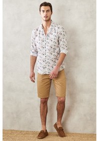 Resim Ac&Co / Altınyıldız Classics Erkek Camel Slim Fit Dar Kesim Armürlü %100 Pamuk Casual Chino Şort 4A0222200007Cml46 Camel 