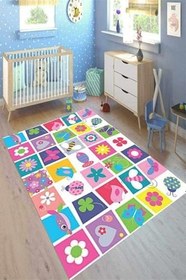 Resim Cotton Şönil Kaymaz Tabanlı Yıkanabilir Antibakteriyel Dijital Baskı Çocuk Halısı, 80 x 150 CK-10084A-CTN 