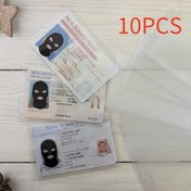 Resim 10'lu PVC Buzlu Kart Kılıfları, Şeffaf Kimlik ve Sürücü Belgesi Kapatıcıları, Sert Dikey Plastik Koruyucu Poşetler, Anti-Manyetik, Ofis, Okul, Kredi Kartları, İş Kimliği ve Anahtar Kartları için 