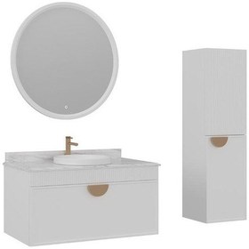 Resim Orka Molino 100 Cm Beyaz Banyo Dolabı Takımı Ve Boy Dolabı Navaro/antrasit 