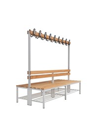 Resim Ayakkabılıklı 6 Ayaklı Çift Taraflı Bank, Kanca Şeritli Bank, 18 Kanca, 200x85x170 Cm, Spor Bankı 