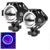 Resim Motosiklet Sürüş Işığı İçin Melek Gözlü 125w U7 Led Motosiklet Farı 2 Adet Mavi Işık 