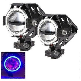 Resim Motosiklet Sürüş Işığı İçin Melek Gözlü 125w U7 Led Motosiklet Farı 2 Adet Mavi Işık 