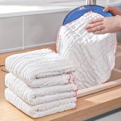 Resim 5 Adet Dayanıklı Yapışmaz Yağ Emici Mutfak Havluları - Kırmızı Kenarlı Beyaz File Bezler, Süper İnce Dokulu Yüksek Emicilik, Bulaşık, Tencereler, Yüzeyler, Mutfak, Oturma Odası, Dış Mekan ve Araçlar için Kare Temizlik Havluları, Karikatür Temalı Dekoratif Mutfak Havluları 