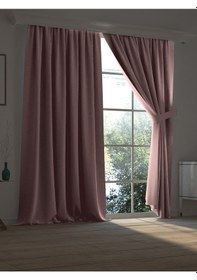 Resim Yüksek Kalite Pudra Pembe Karartma Blackout Fon Perde Ekstrafor Büzgülü Tek Kanat Pudra Pembe 