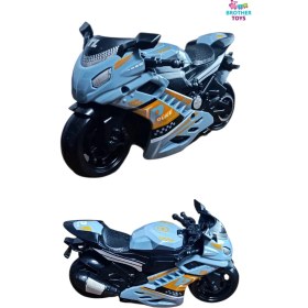Resim Brother Toys Sürtmeli Kaliteli Oyuncak Motorsiklet Yurtdışından Özel Üretim Gri Renk Polis Motor 14 Cm. 1 Adet 
