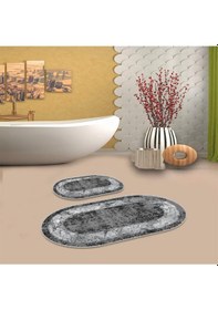 Resim Antrasit Kaymaz Taban Oval Banyo Paspas Takım Bb-117 çok renkli 