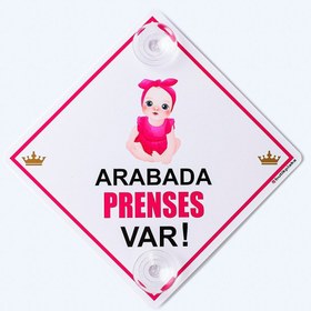 Resim BUTİKPLAKA Akın Otomotiv/ Dikkat Arabada Bebek Var/dekota Ikaz Levhası/ Bandanalı Kız Bebek 