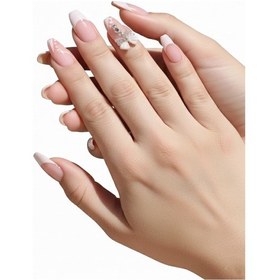 Resim Caş Dekorasyon 12'li Pembe Renk Kurdeleli Taşlı Takma Tırnak Seti Yapıştırıcılı 