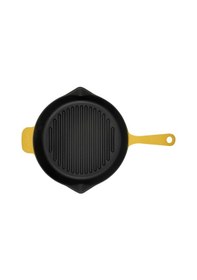 Resim Lava Döküm Izgara Tava. Metal Saplı Çap()28CM. Parlak Siyah Taba 