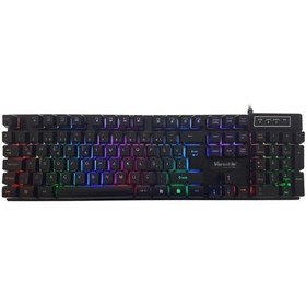 Resim Led Işıklı Oyuncu Klavye Gökkuşağı Renkleri Versatile Ubs Kablol 