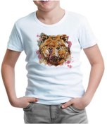 Resim A Bear Head İn Pink Watercolor Style Beyaz Çocuk Tshirt 001 