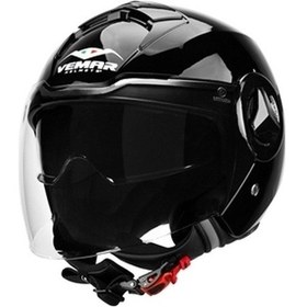 Resim Vemar Breeze Yarım Açık Motosiklet Kask Parlak Siyah 